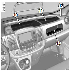 Renault Trafic. Vide-poches de planche de bord 10, 11 et 13