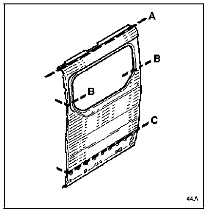 Renault Trafic. Panneau latérale arrière partie avant