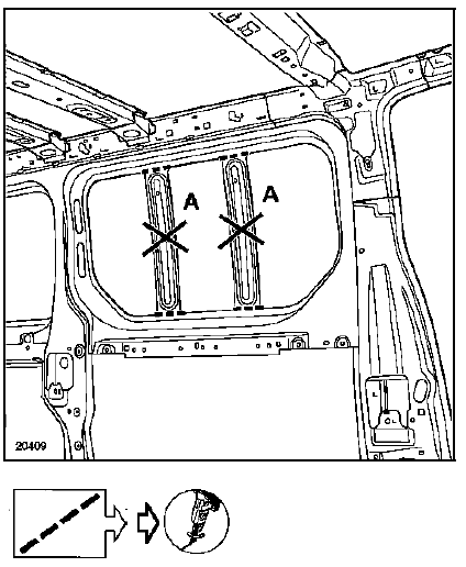 Renault Trafic. Doublure supérieure de panneau latéral arrière partie avant