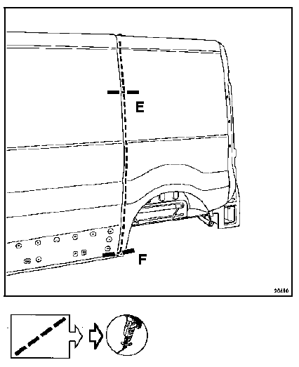 Renault Trafic. Panneau latéral arrière partie arrière