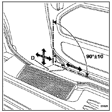 Renault Trafic. Réglage en hauteur de la partie avant de la porte