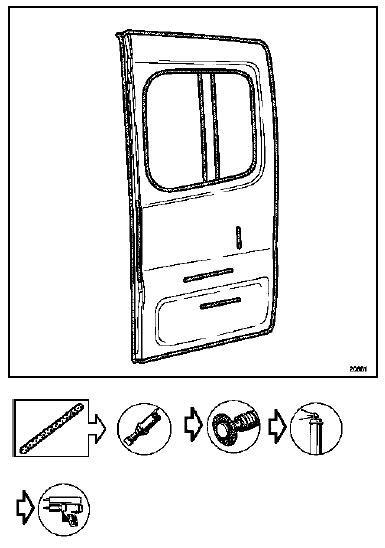 Renault Trafic. Panneaux de porte arrière de chargement