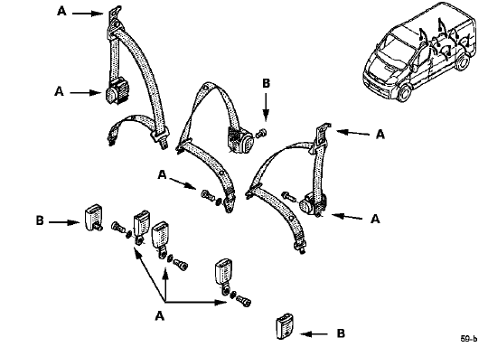 Renault Trafic. Ceinture de sécurité de banquette arriere