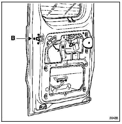 Renault Trafic. Depose de la serrure de porte arrière gauche