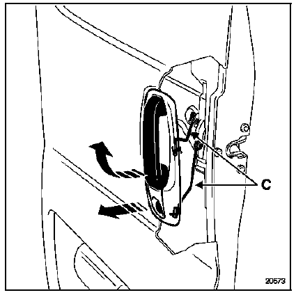 Renault Trafic. Depose de la serrure de porte arrière gauche