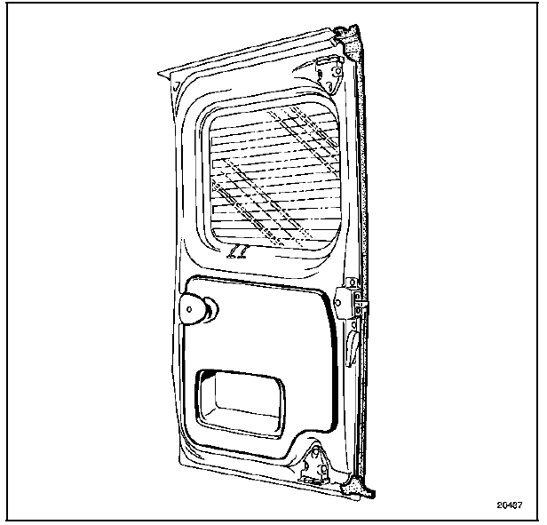 Renault Trafic. Commande d'ouverture interieure de portes de chargement