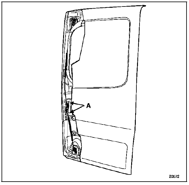 Renault Trafic. Commande d'ouverture interieure de portes de chargement