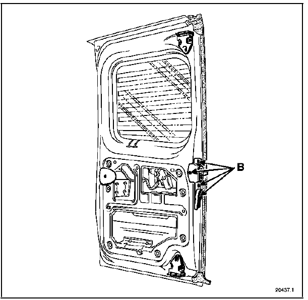 Renault Trafic. Commande d'ouverture interieure de portes de chargement