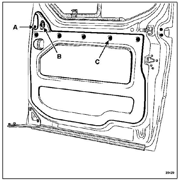 Déposer la vis de fixation (a) puis la commande d'ouverture intérieure.