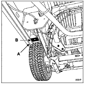 Renault Trafic. Emplacement du cric rouleur et des chandelles