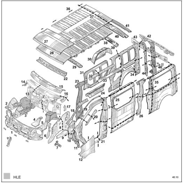 Renault Trafic. Structure superieure