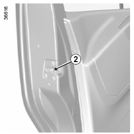 Porte ouverte, faites pivoter la vis 2 (à