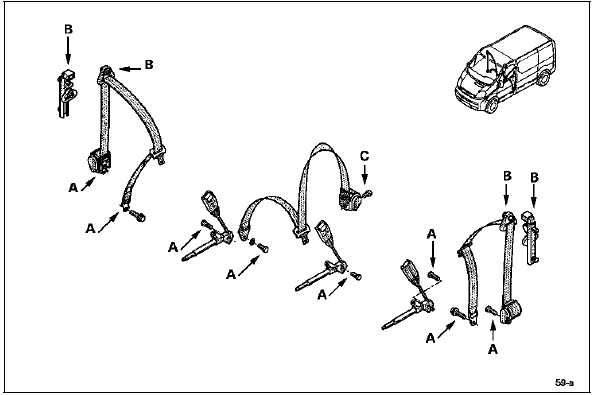 Renault Trafic. Ceinture de sécurité avant