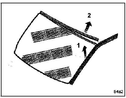 Déposer les joints latéraux (1), puis supérieurs (2).