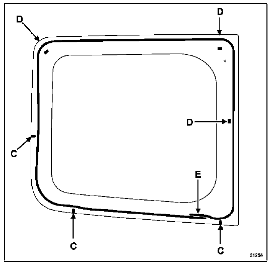 Installer les trois cales (c) sur le panneau de porte.
