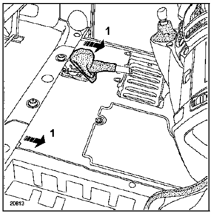 Déclipser le soufflet du levier de frein à main.