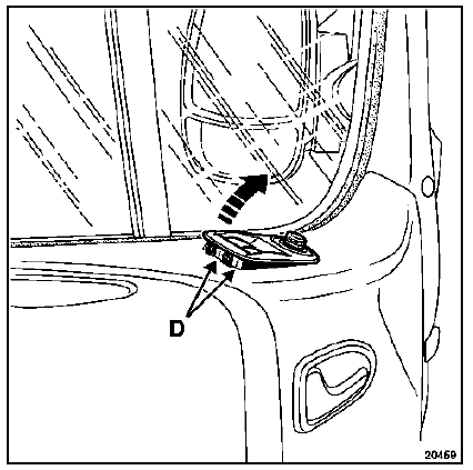 Déposer la commande de lève-vitre en (d).
