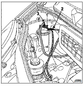 Retirer l'écrou (4) du couvercle de filtre et déposer la