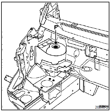 Le calibre est en appui sous la coupelle d'amortisseur